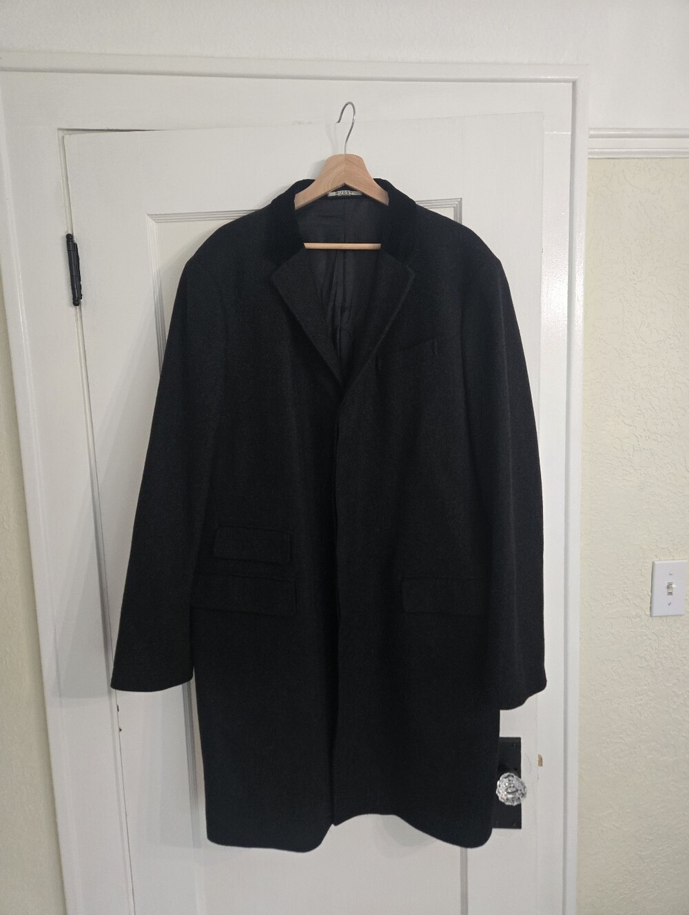 Rugby Ralph Lauren Long Coat with Velvet Collar and Wool Herringbone 44L